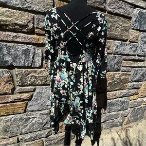Black babydoll floral dress